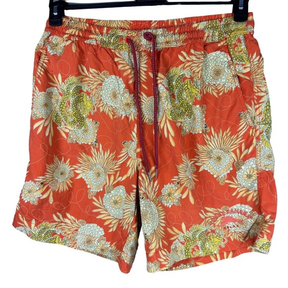 Tommy Bahama Relax Men Floral Swim Shorts Medium Polyamid Nylon Orange & Yellow - Picture 1 of 4